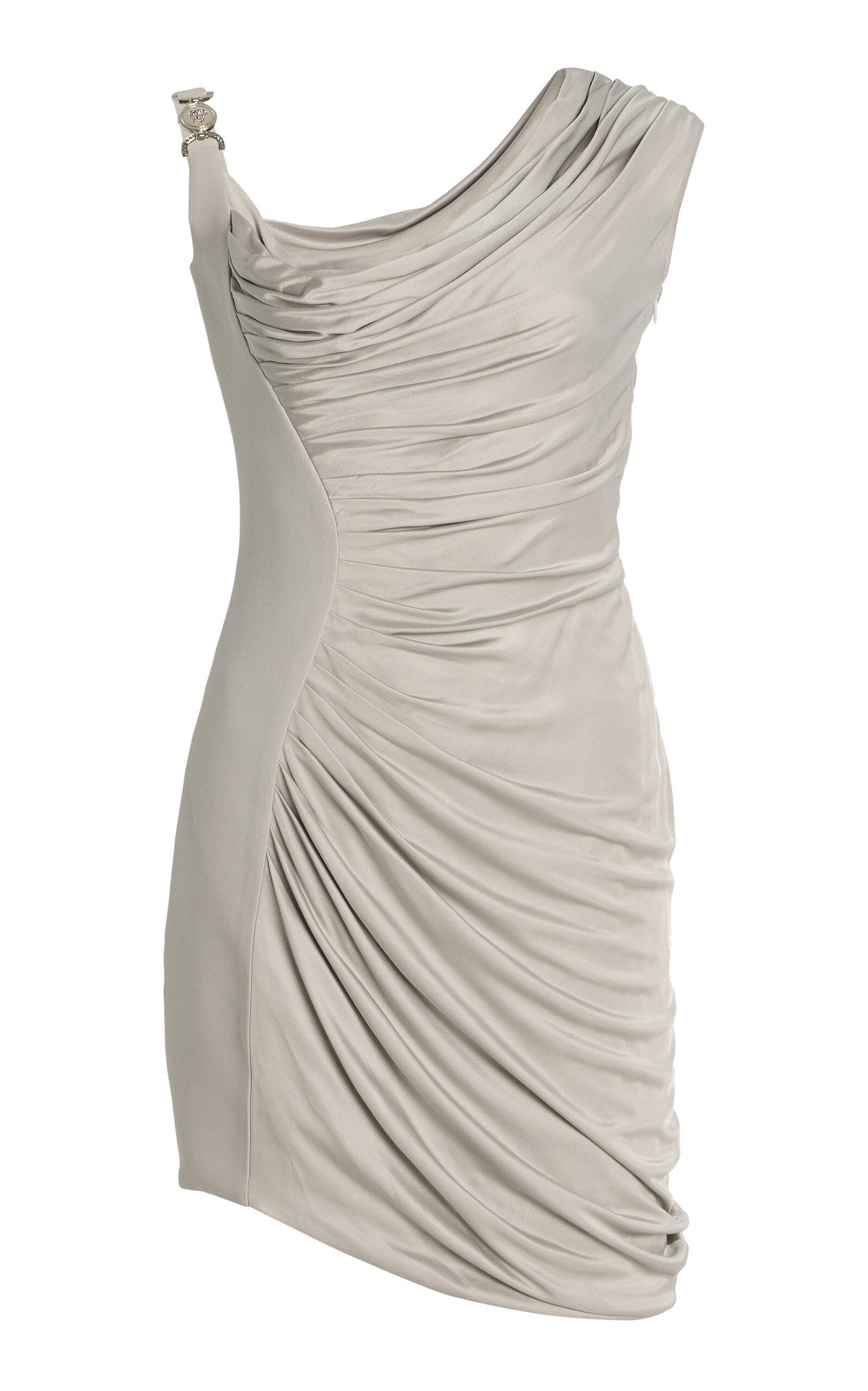 Versace - Draped Jersey Mini Dress - Grey - - Moda Operandi by VERSACE