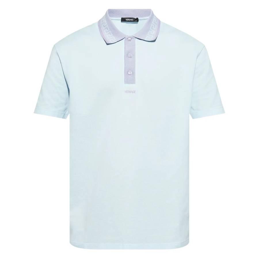 Versace Greca Collar Cotton Polo Shirt by VERSACE