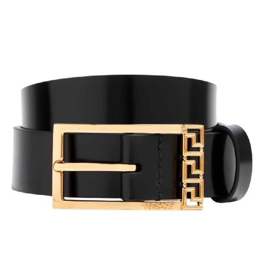 Versace Greca Goddess Buckle Leather Belt by VERSACE Versace Greca Goddess Buckle Leather Belt by VERSACE