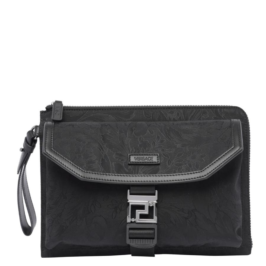 Versace Jacquard Pattern Logo-Patch Clutch Bag by VERSACE