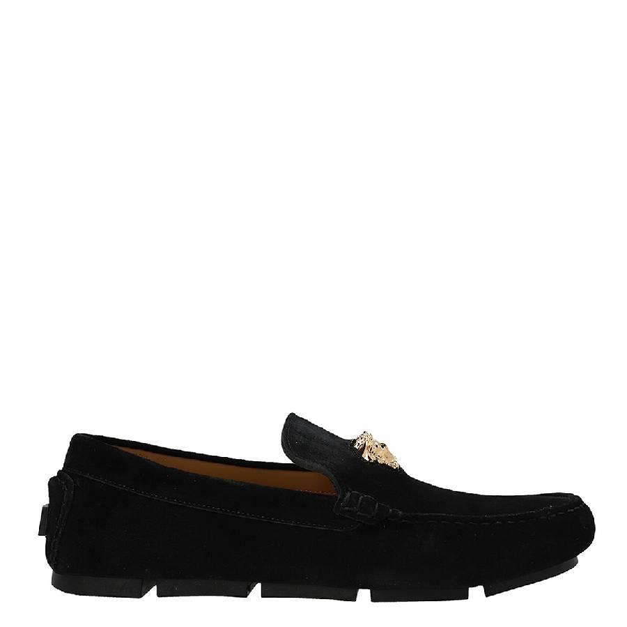 Versace La Medusa Plaque Suede Loafers by VERSACE