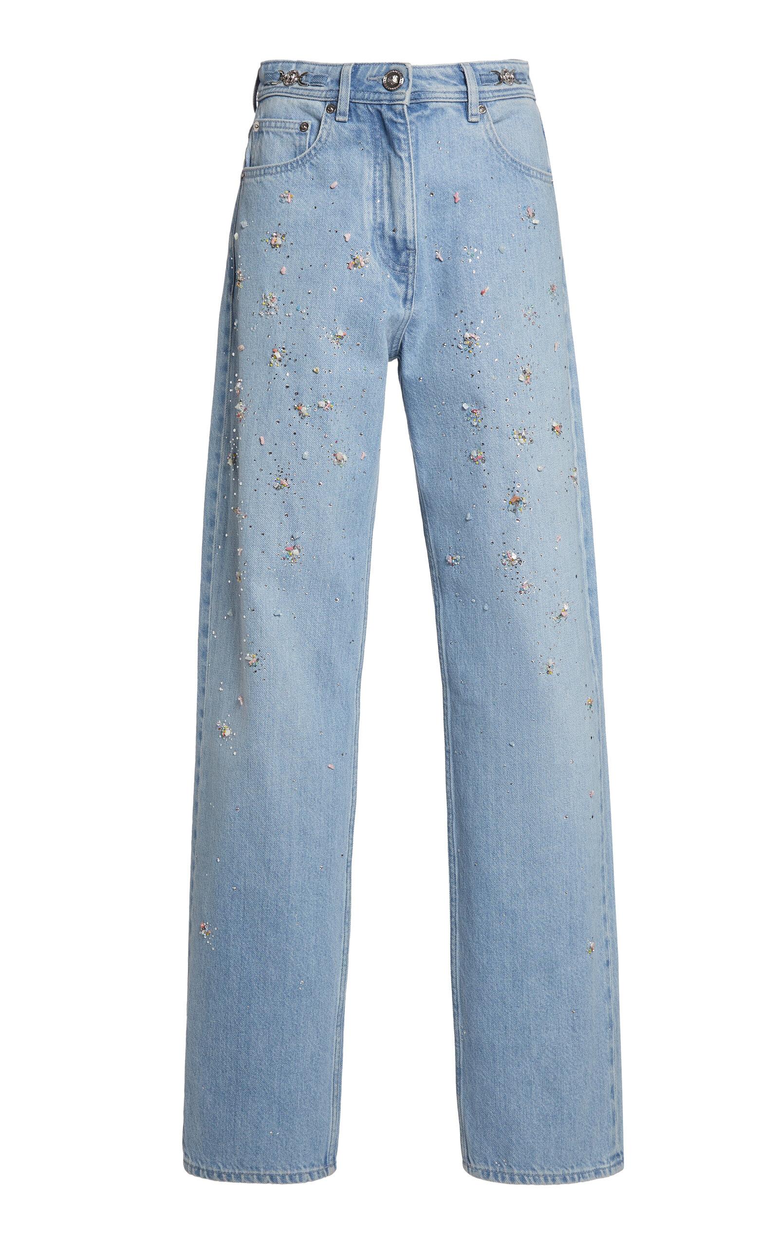 Versace La Vacanza Embellished Rigid High-Rise Straight-Leg Jeans - Moda Operandi by VERSACE