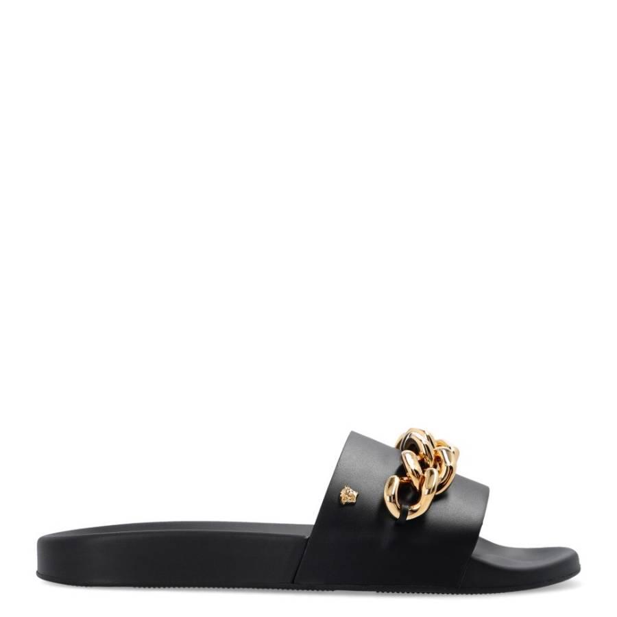 Versace Medusa Chain Leather Slides by VERSACE