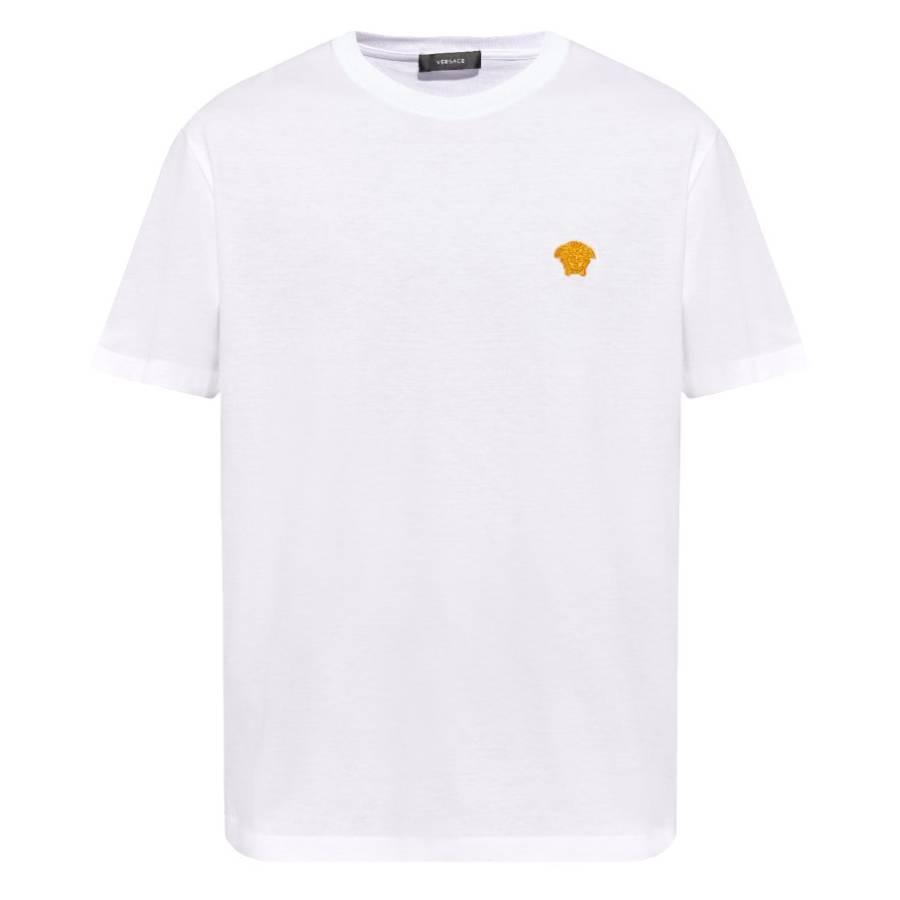 Versace Medusa Embroidered Cotton T Shirt by VERSACE