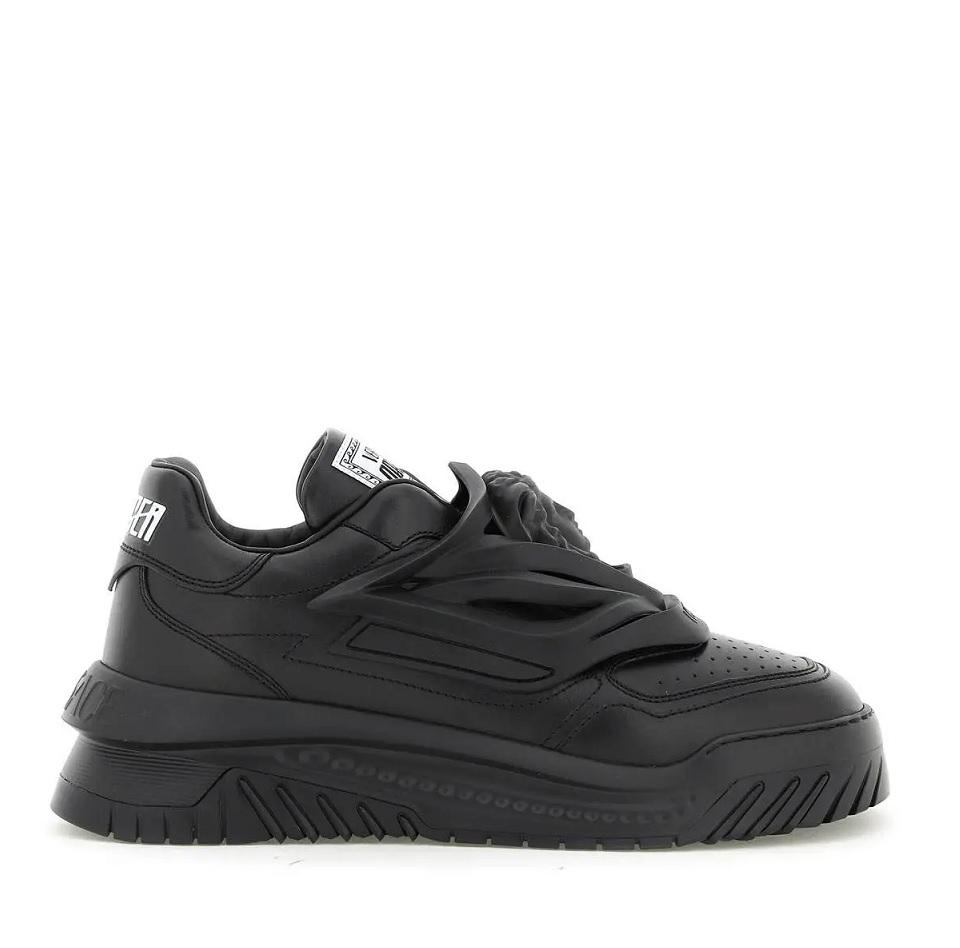 Versace Mens Black Leather Odyssea Sneakers by VERSACE