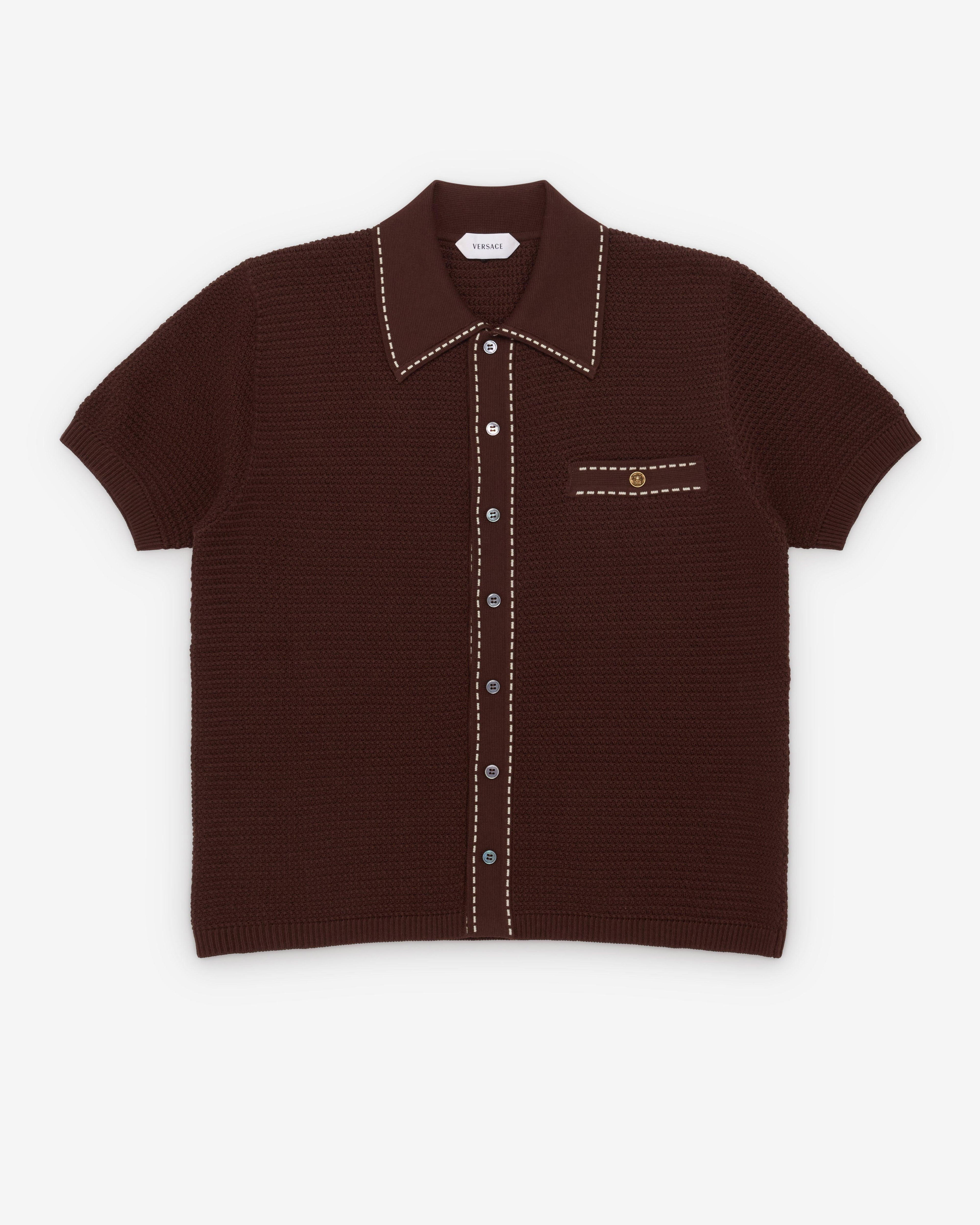Versace  - Men's Cotton Knit Shirt - (Brown) by VERSACE