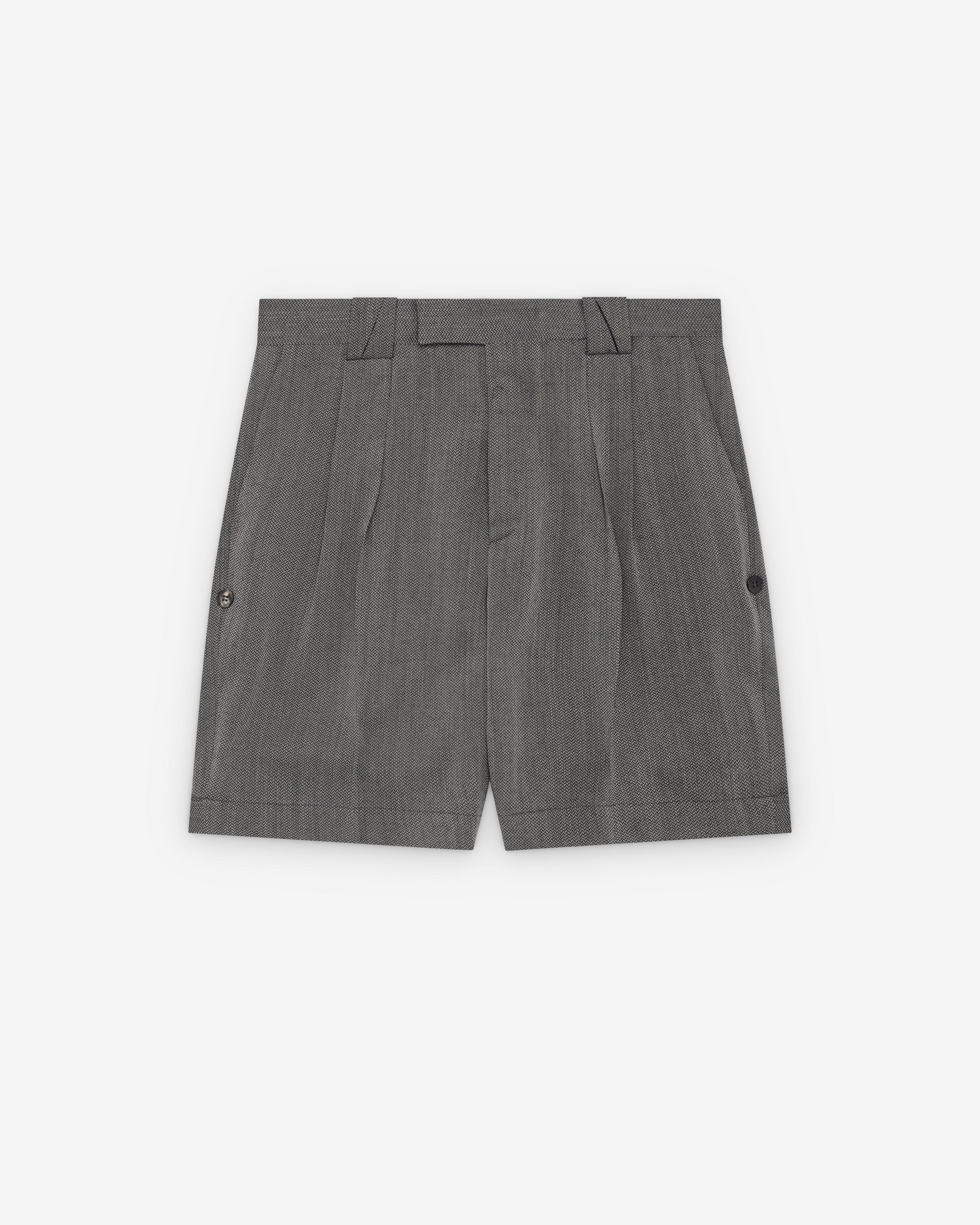 Versace  - Men's Herringbone Wool Crêpe Formal Shorts - (Grey) by VERSACE
