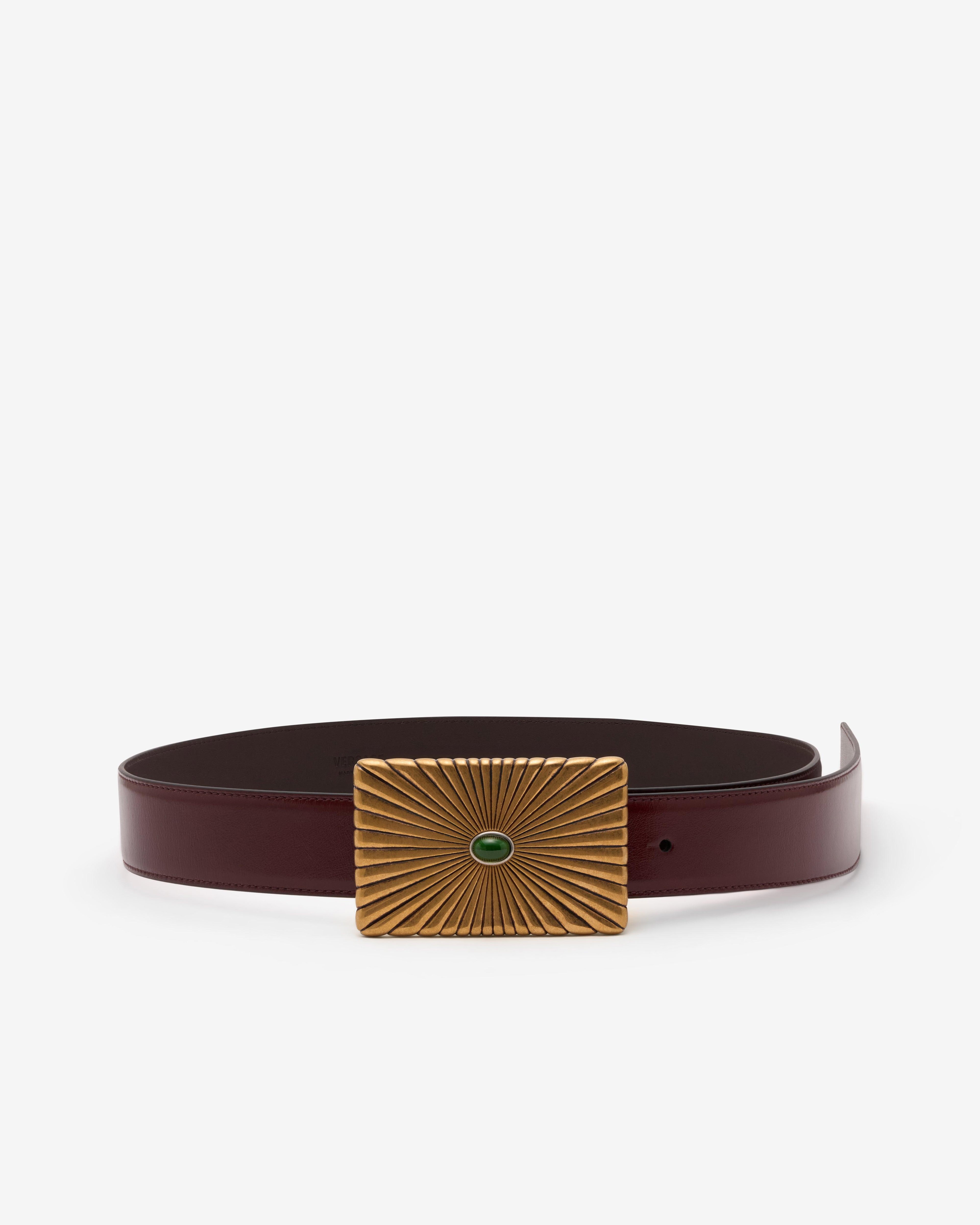 Versace  - Men's Leather 4 cm Belt - (Brown/Gold) by VERSACE