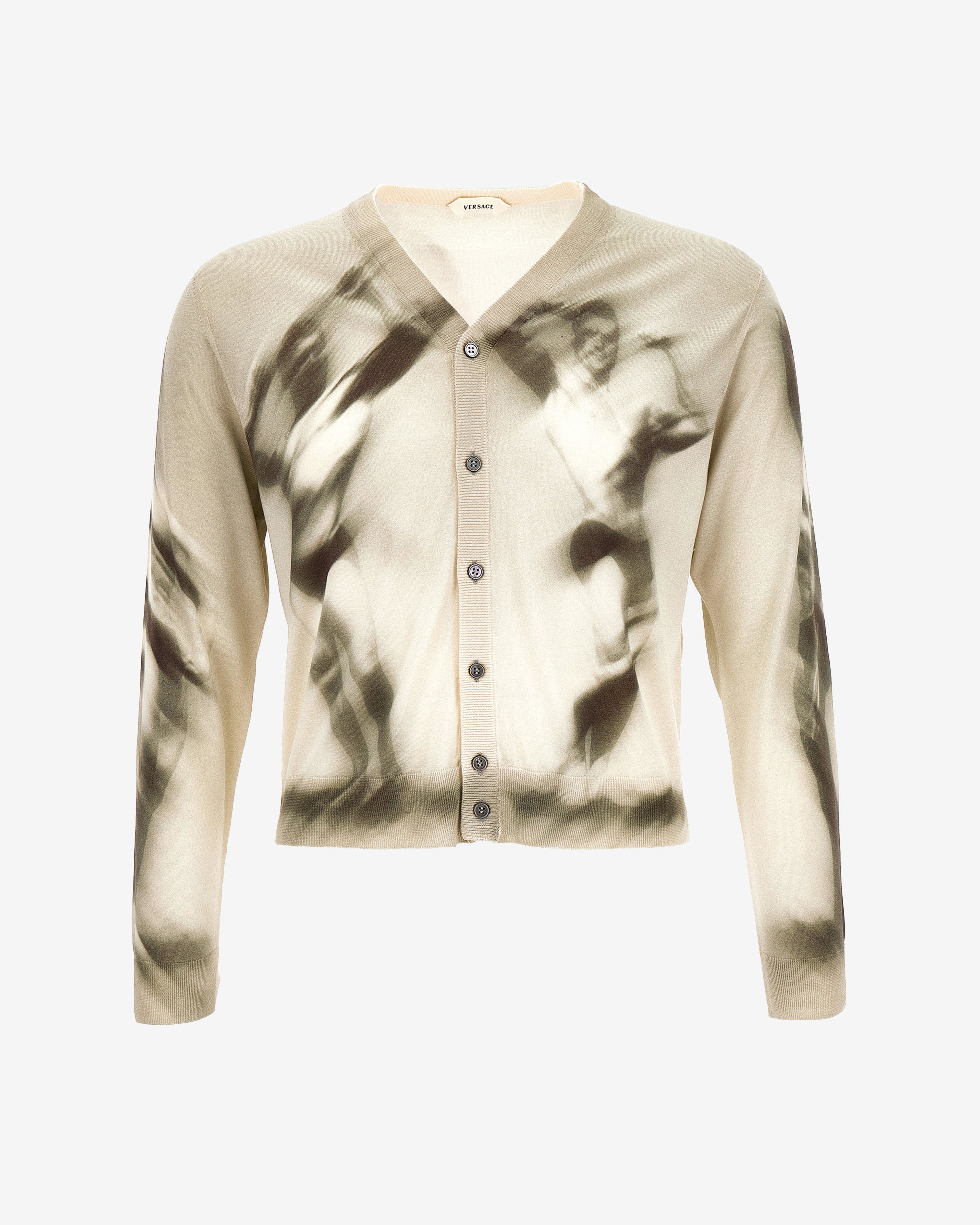 Versace - Men's Printed Silk Knit Cardigan - (Grey) by VERSACE