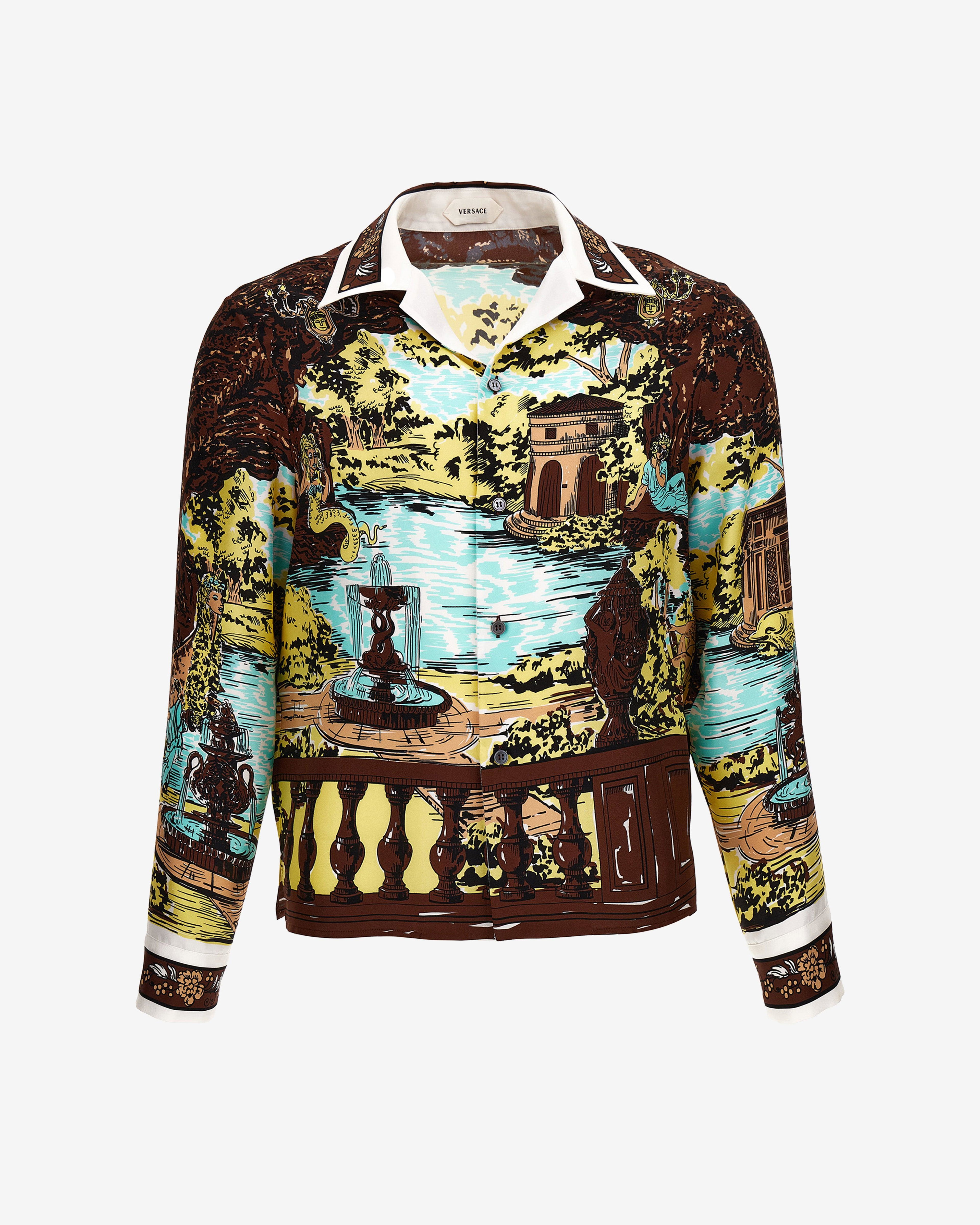 Versace - Men's Printed Silk Twill Slim Shirt - (Multi) by VERSACE