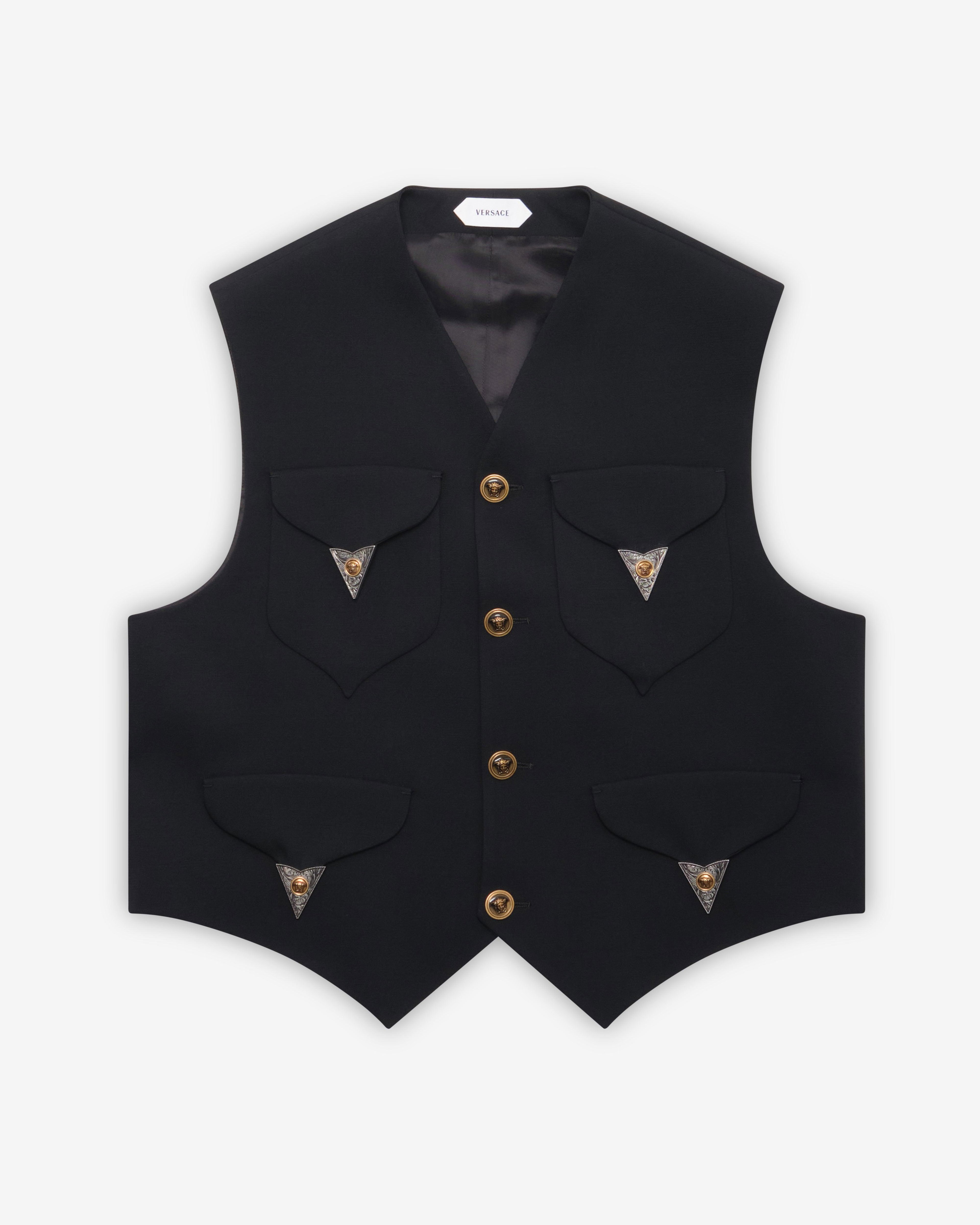 Versace - Men's Stretch Wool Vest - (Black) by VERSACE
