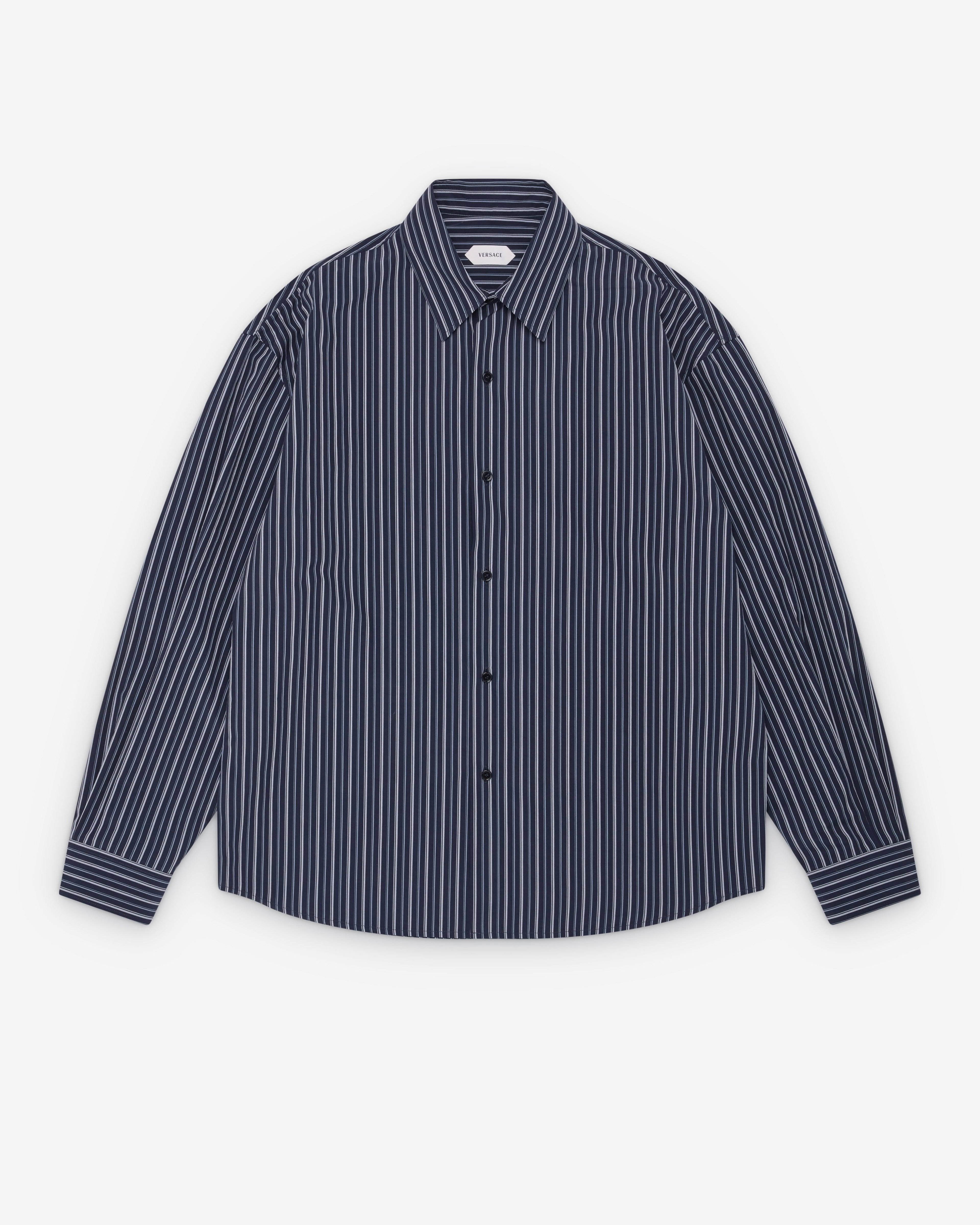 Versace  - Men's Striped Loose Shirt - (Blue) by VERSACE