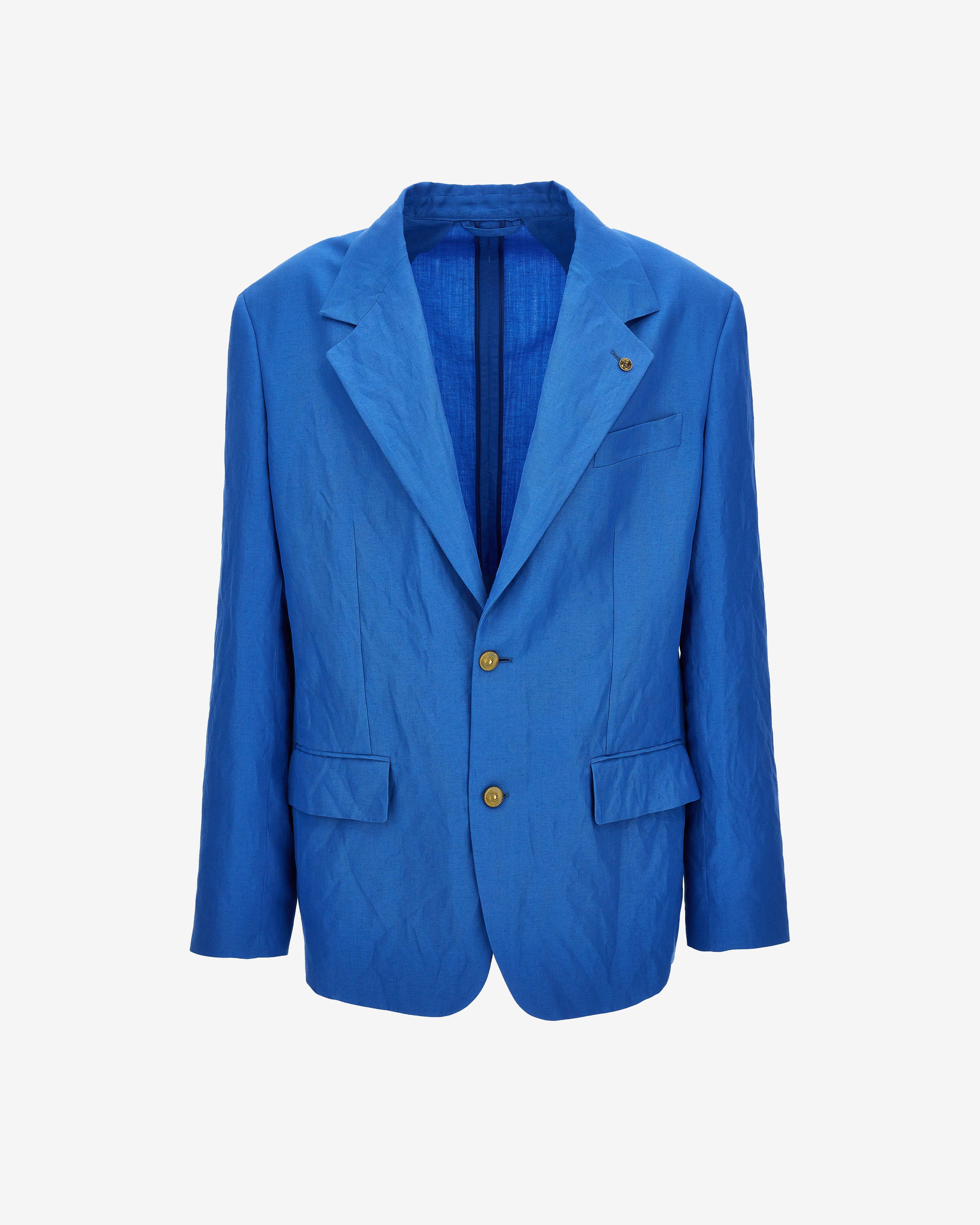 Versace - Men's Wool-Linen Oversized Blazer - (Light Blue) by VERSACE