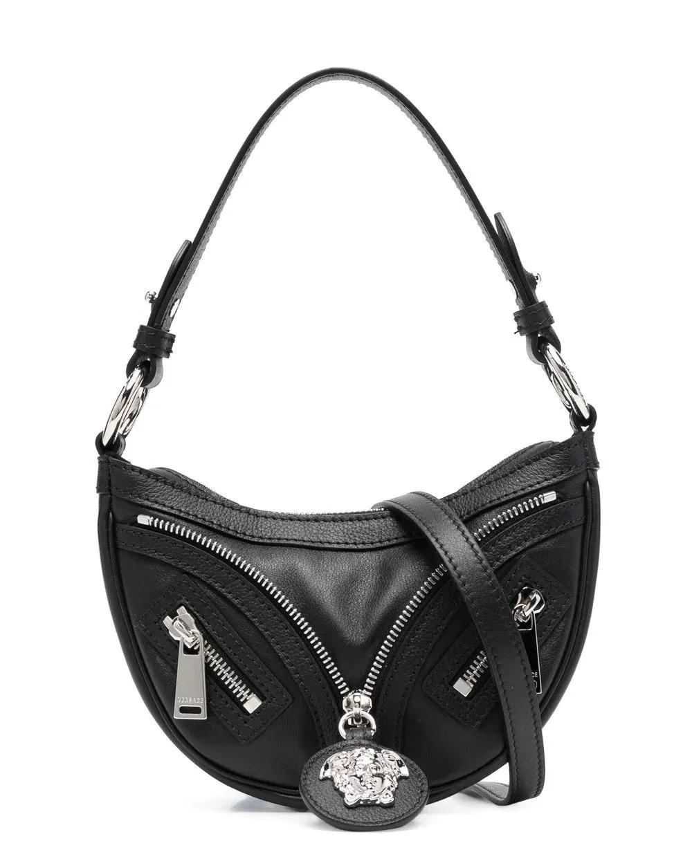 Versace Repeat Mini Black Hobo Bag by VERSACE