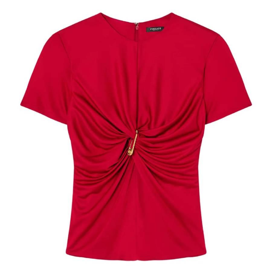 Versace Safety Pin Gathered Viscose Top by VERSACE