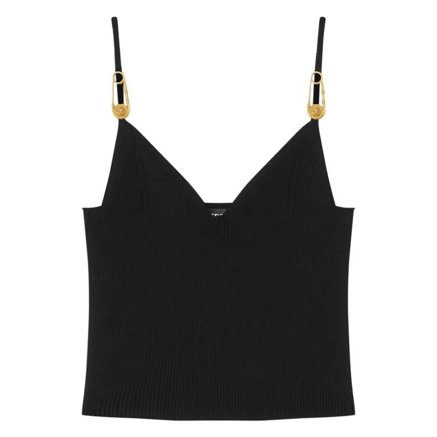 Versace Safety Pin Ribbed-Knit Crop Top by VERSACE