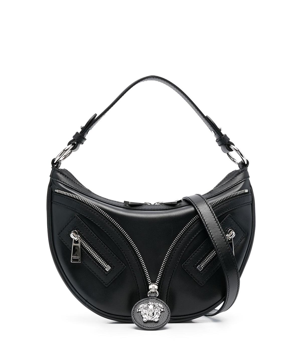 Versace Small Repeat Hobo Bag - Black by VERSACE