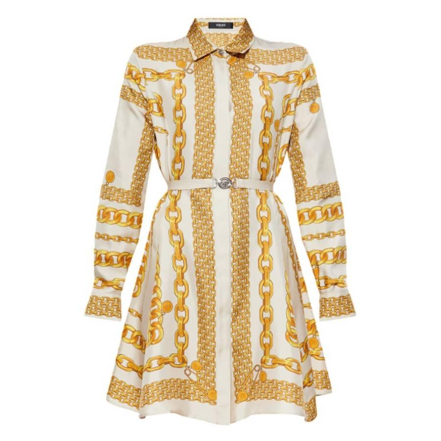 Versace Treasure Silk Mini Shirt Dress by VERSACE