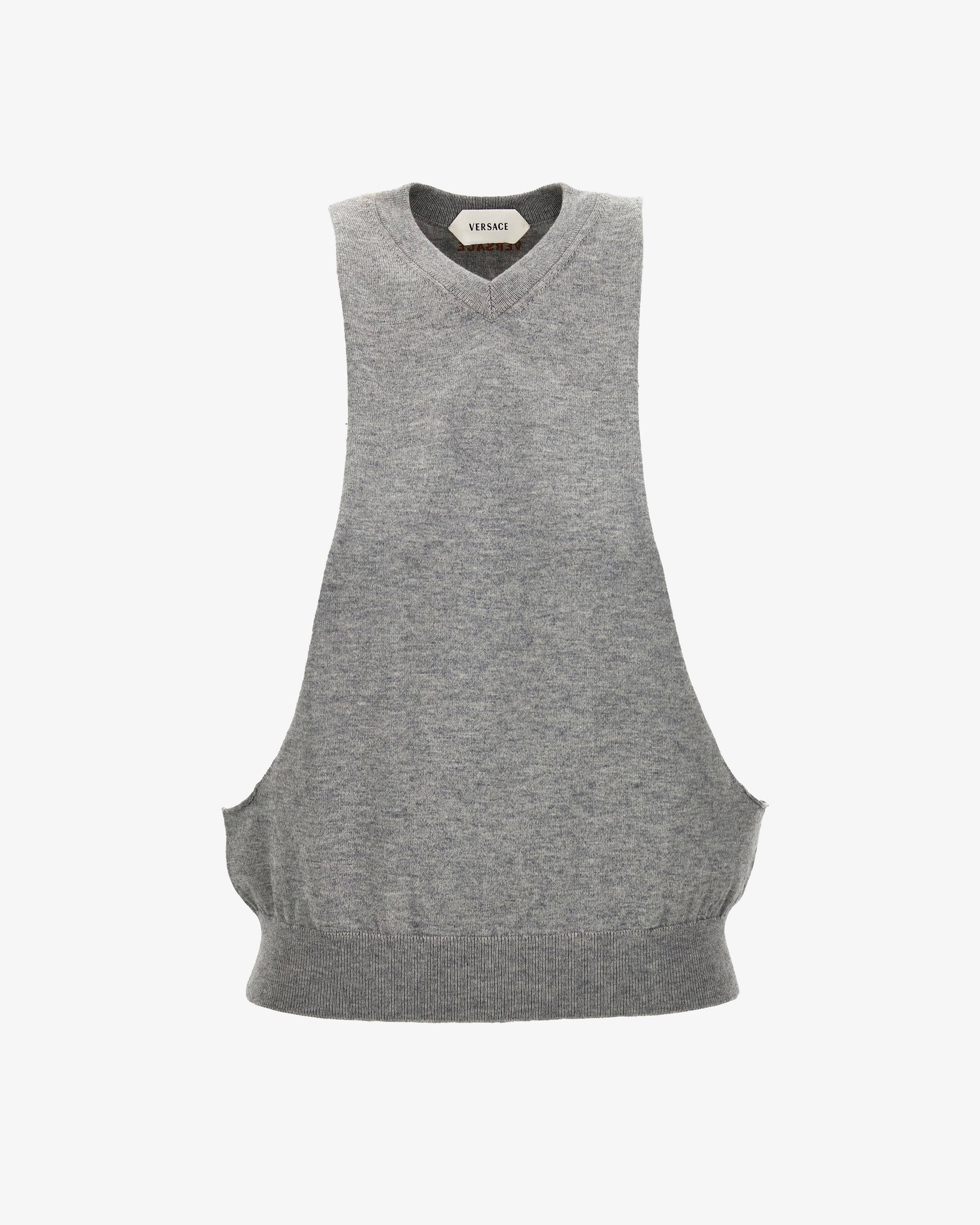 Versace - Women's Cotton-Cashmere Knit Tank Top - (Medium Grey) by VERSACE