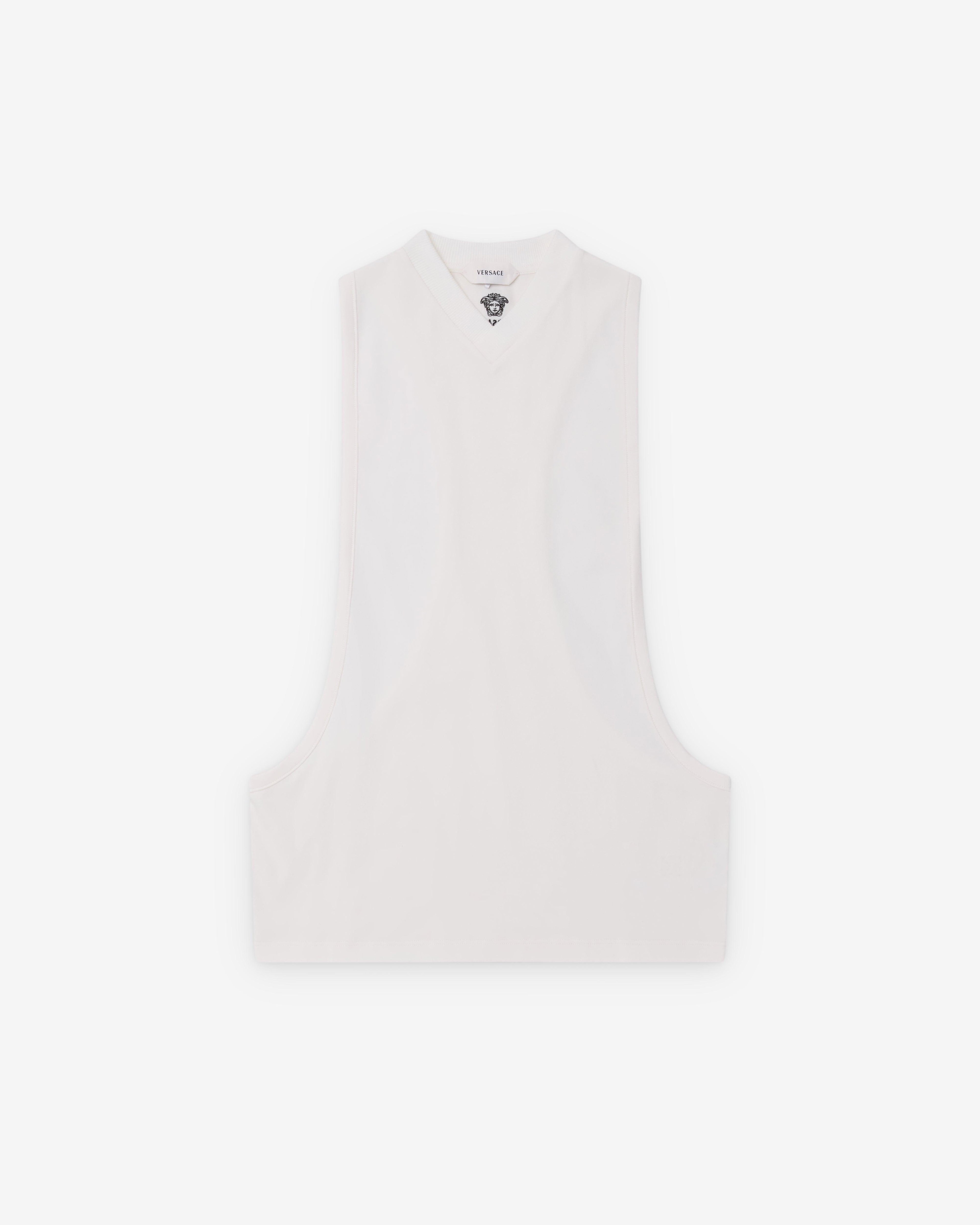 Versace - Women's Embroidered Stretch Cotton-Jersey Tank Top - (White) by VERSACE