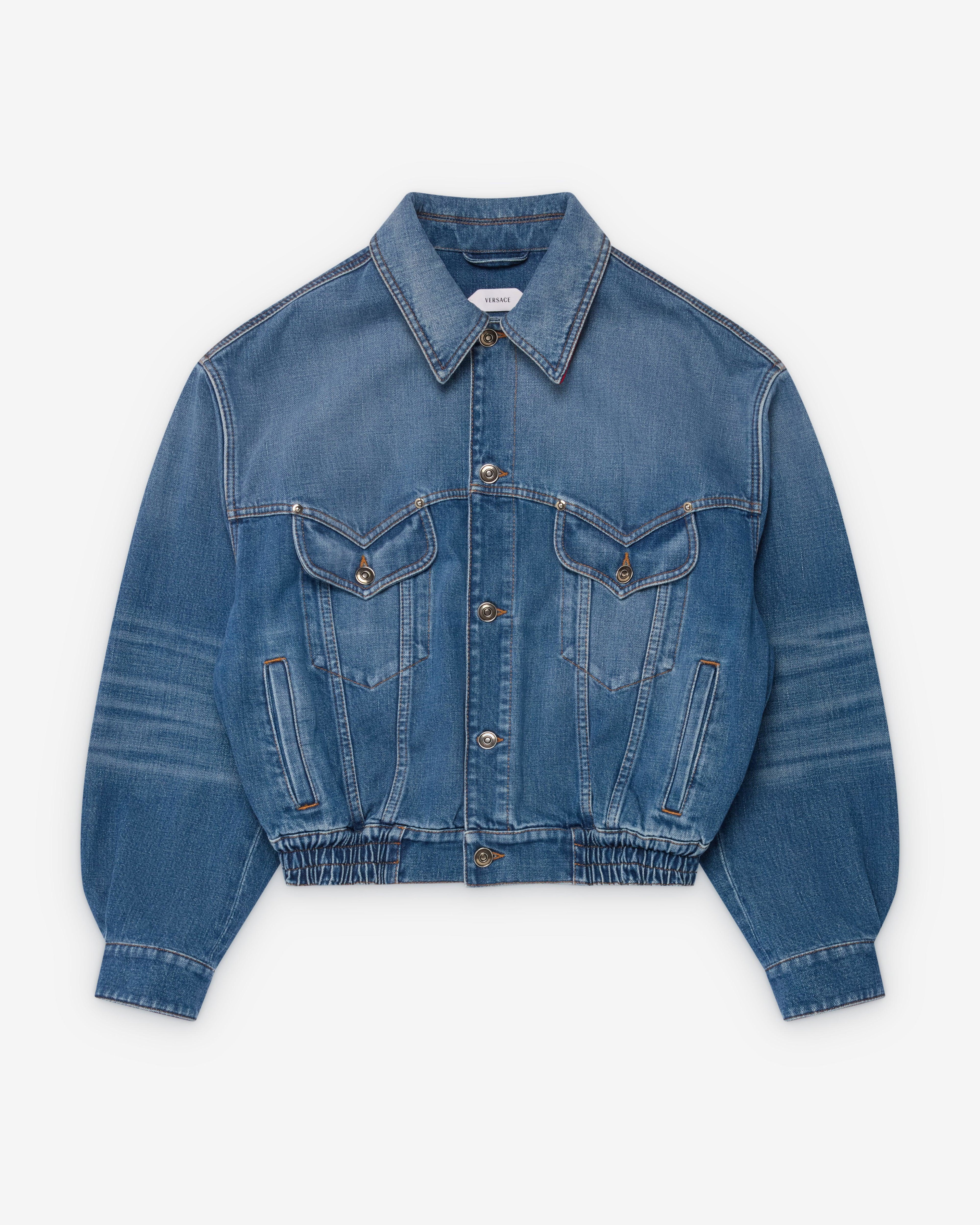 Versace  - Women's Oversized Denim Blouson - (Medium Blue) by VERSACE