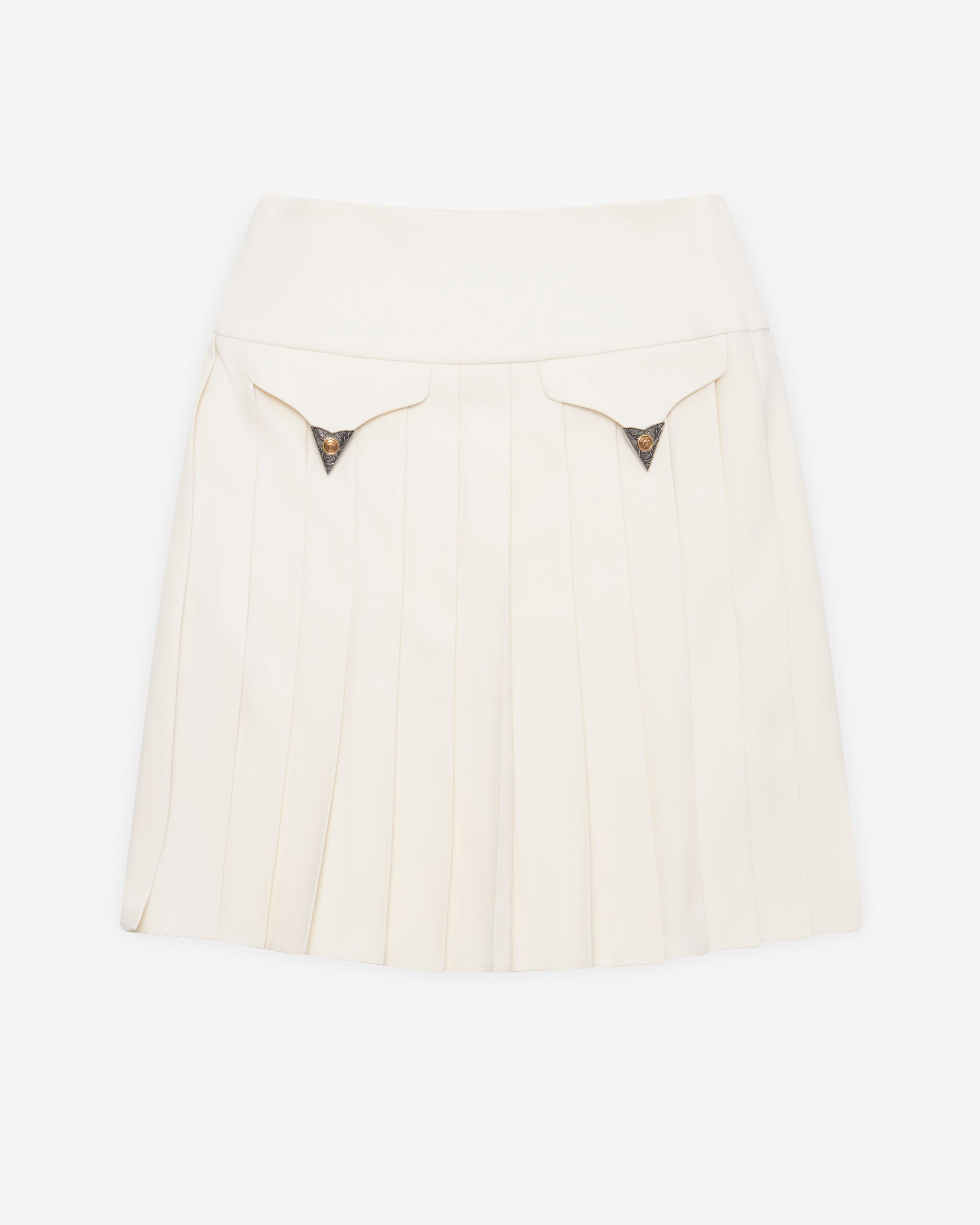 Versace - Women's Pleated Wool Midi Skirt - (White) by VERSACE