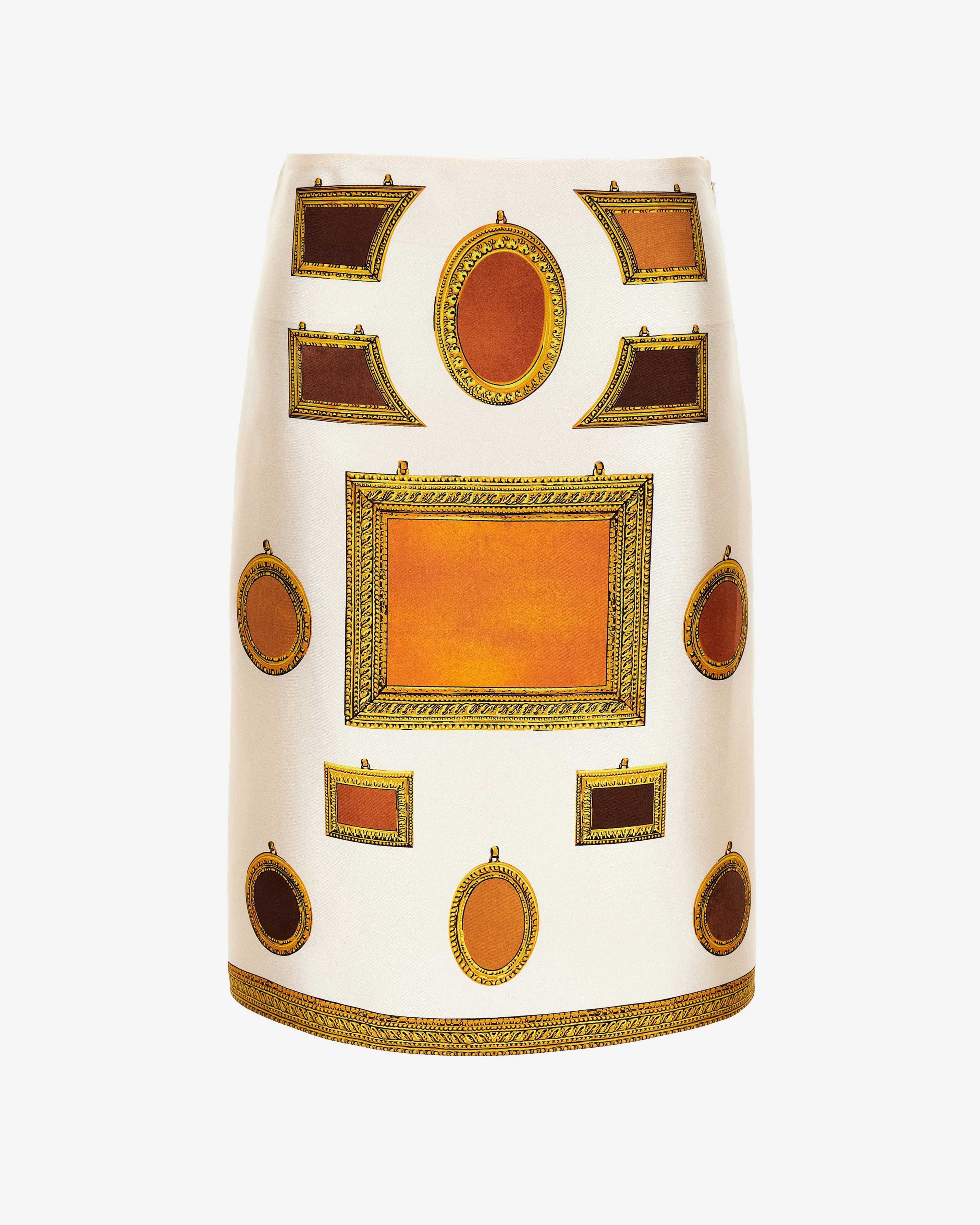 Versace - Women's Printed Silk Twill Pencil Skirt - (Ivory) by VERSACE