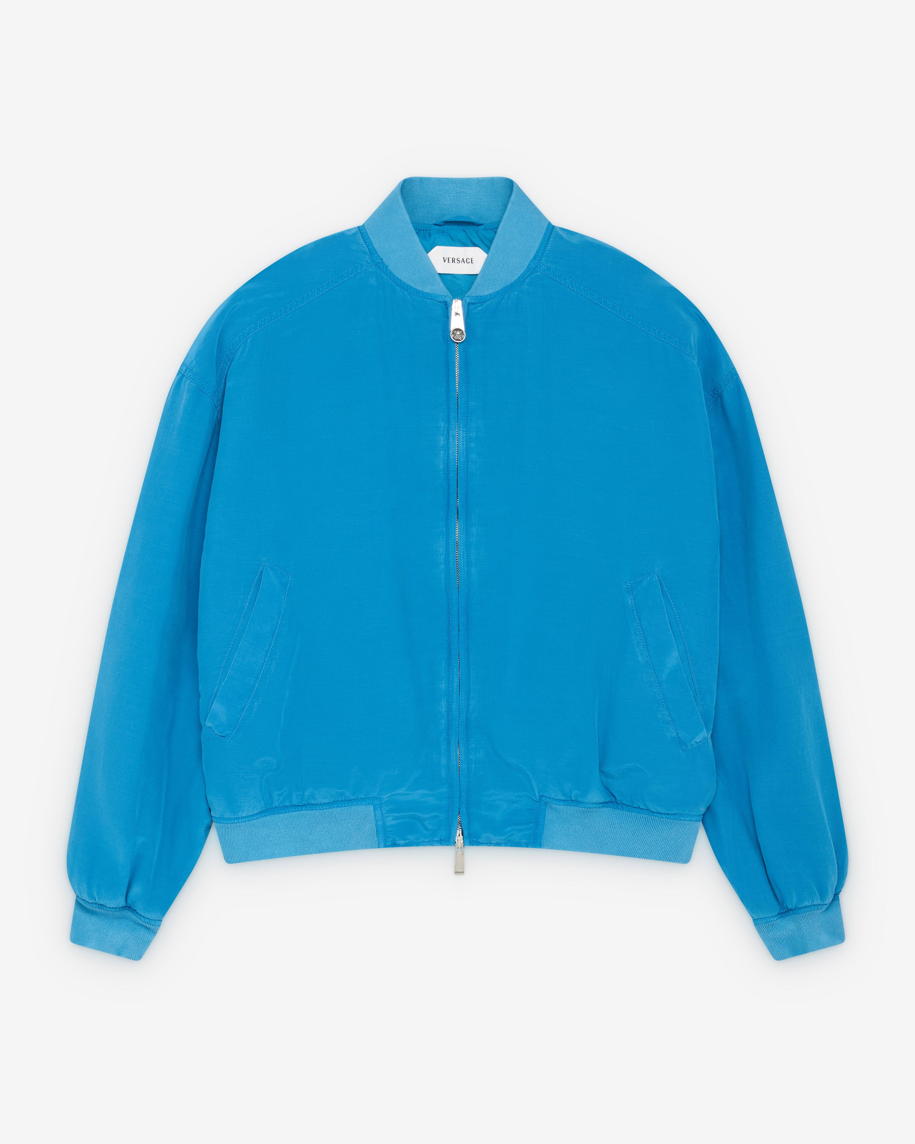 Versace  - Women's Silk-Poplin Zip Blouson - (Azure) by VERSACE