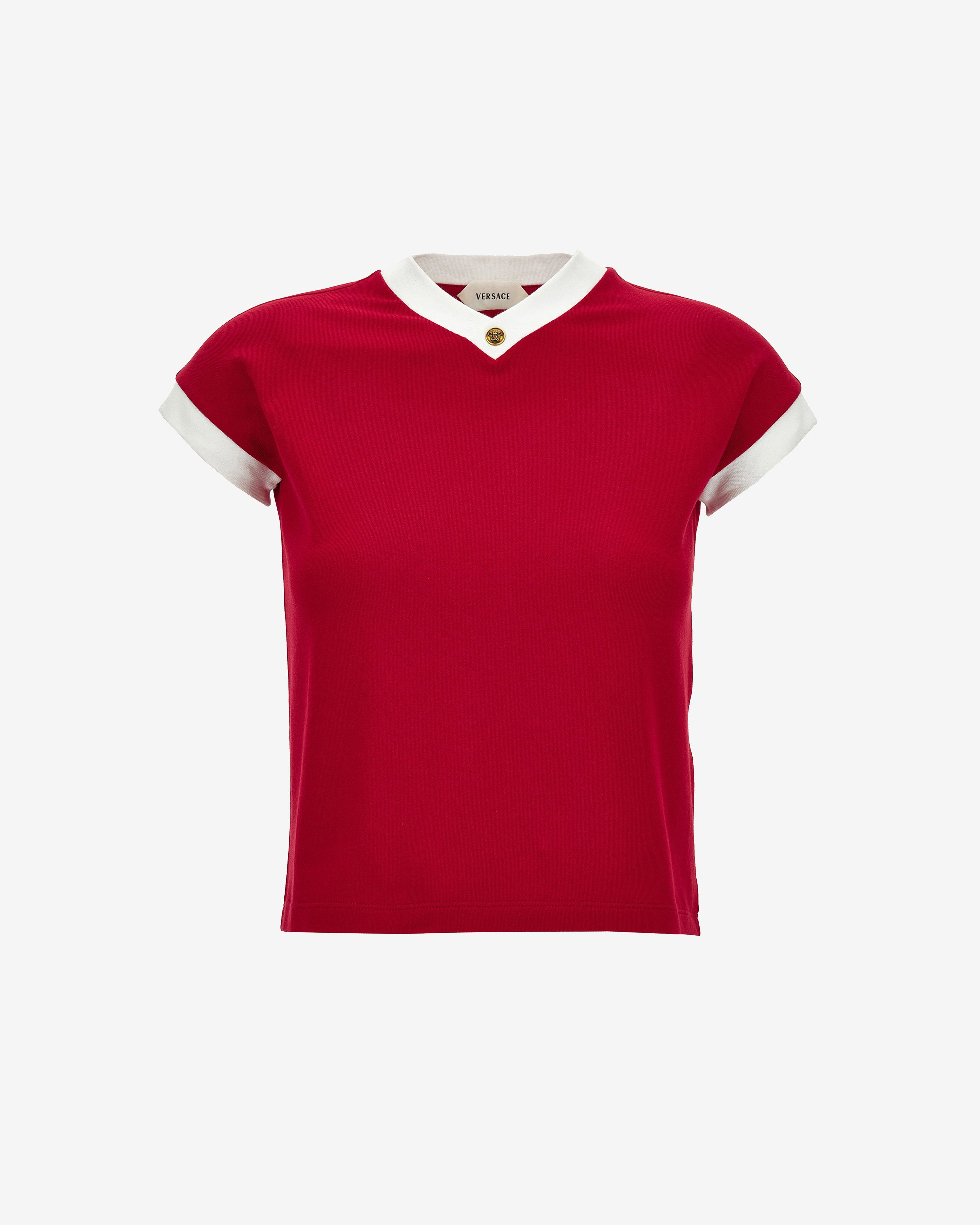 Versace - Women's Stretch Cotton-Jersey T-Shirt - (Lipstick) by VERSACE