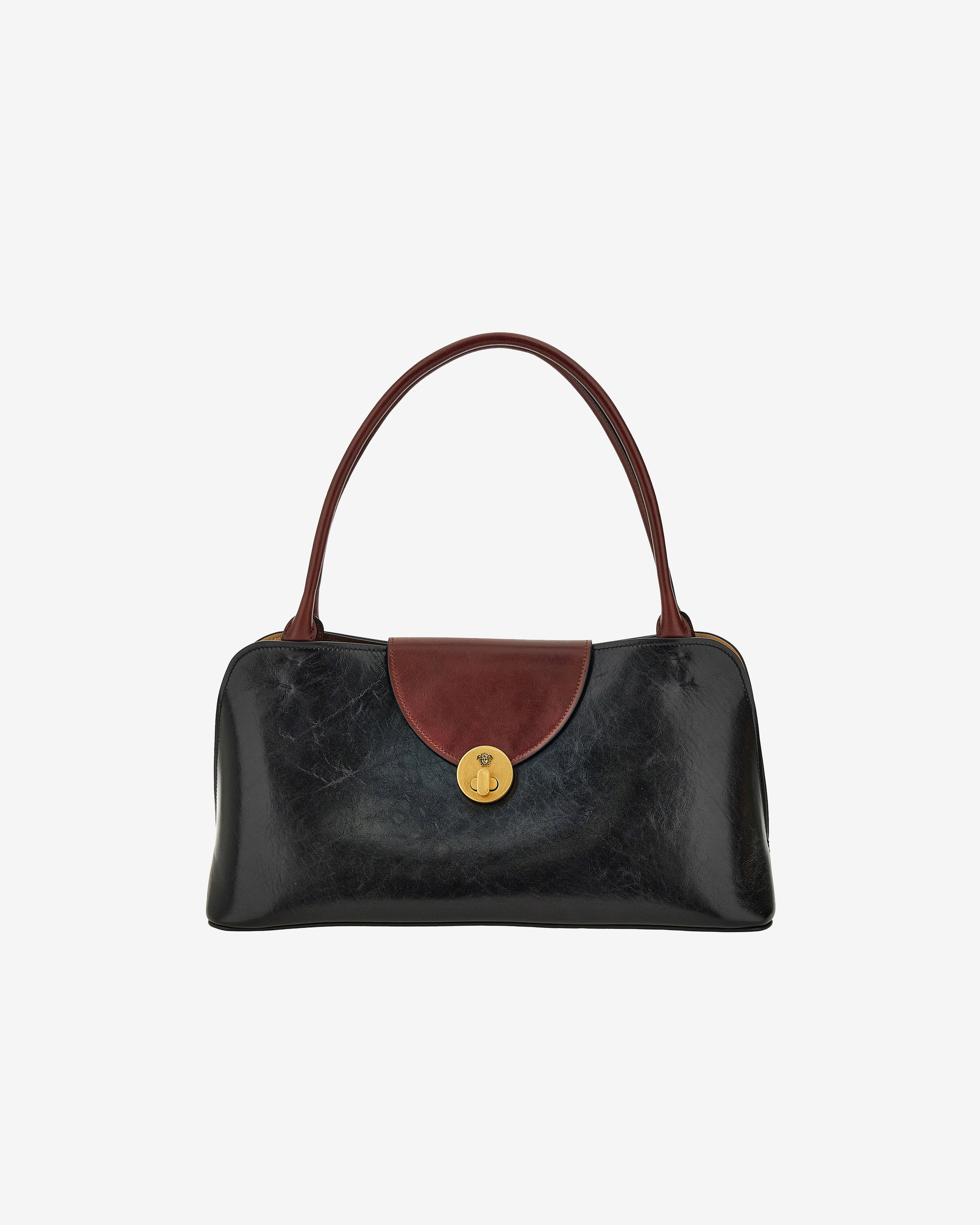 Versace - Women's Vivian Leather East/West Shoulder Bag - (Black/Brown) by VERSACE