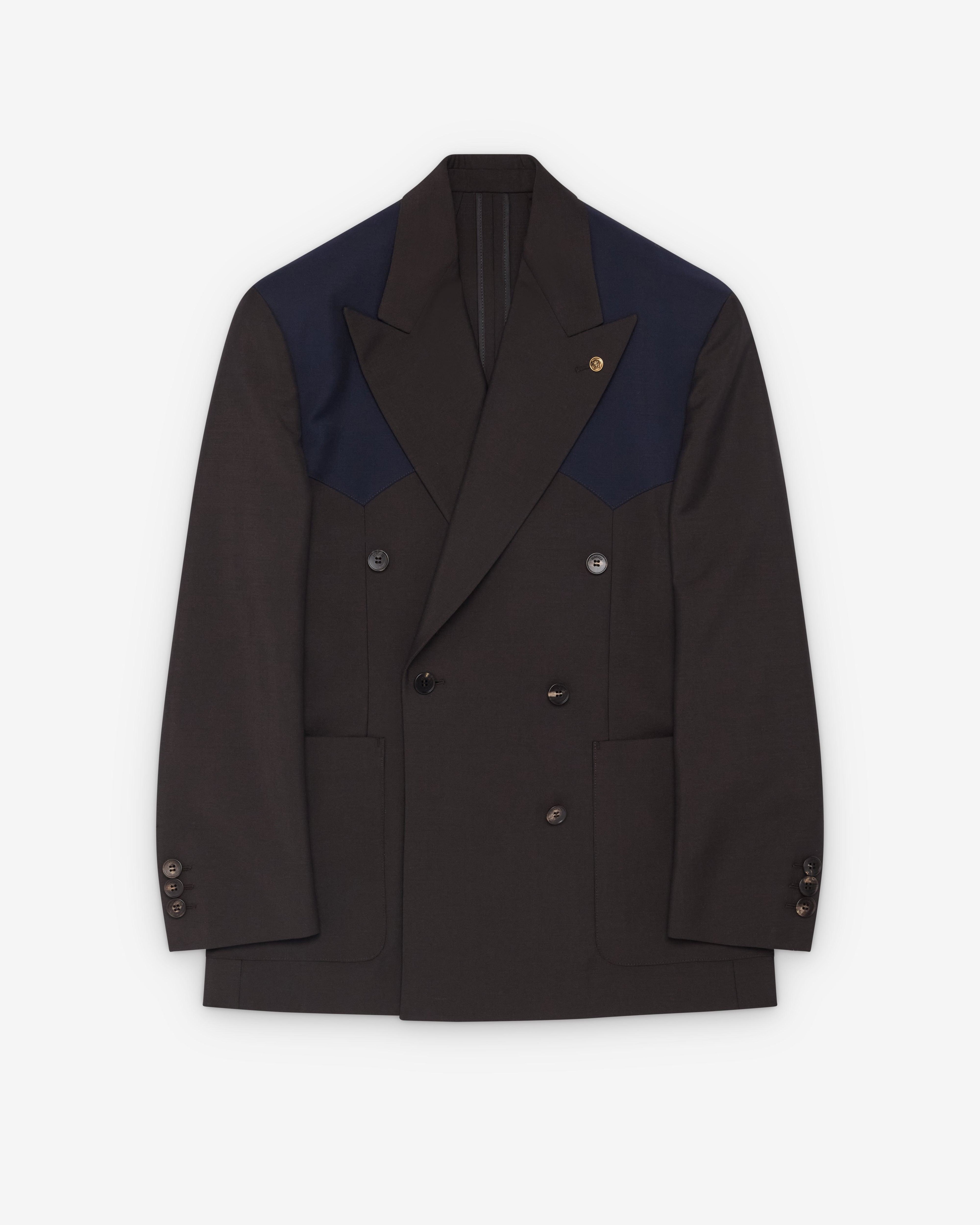 Versace  - Women's Wool-Mohair Blazer - (Blue/Brown) by VERSACE