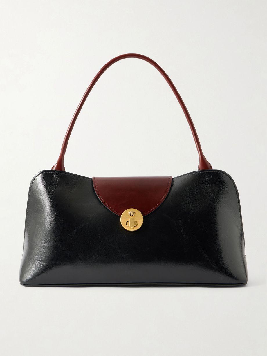 Vivian medium two-tone textured-leather shoulder bag by VERSACE