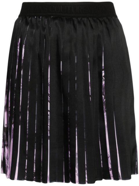 Watercolour Barocco pleated mini skirt by VERSACE