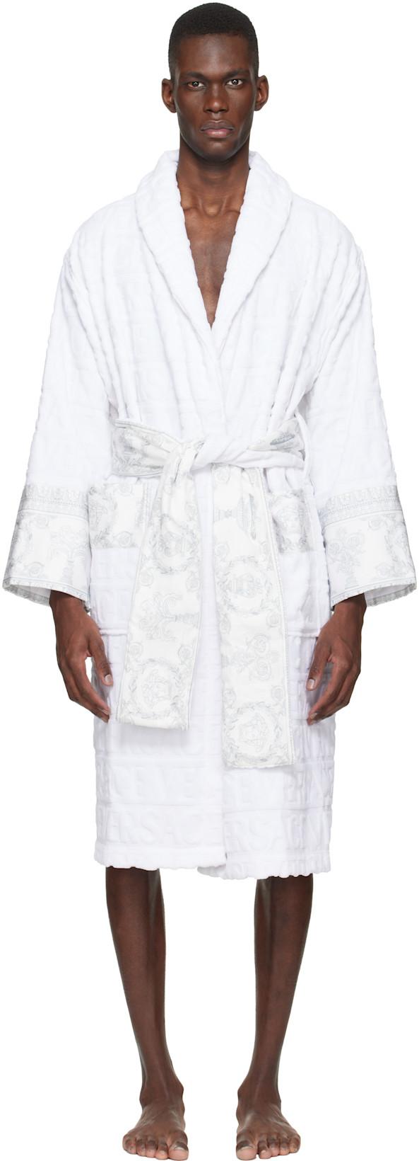White 'I Heart Baroque' Bathrobe by VERSACE
