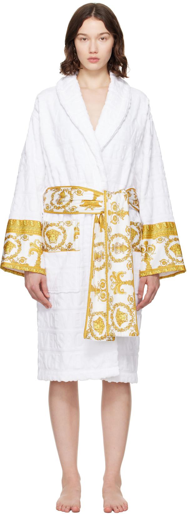White 'I Heart Baroque' Bathrobe by VERSACE