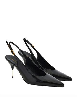 Women's Pointed Leather Slingback Pumps by VERSACE