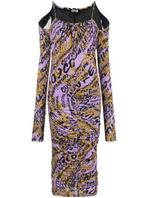 all-over logo-print gathered dress by VERSACE