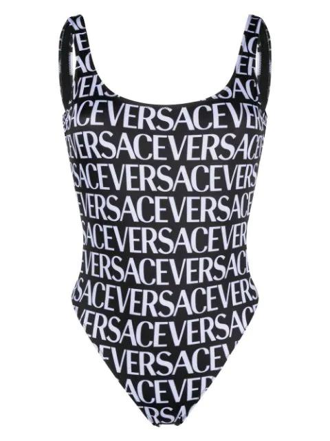 all-over logo print one-piece by VERSACE