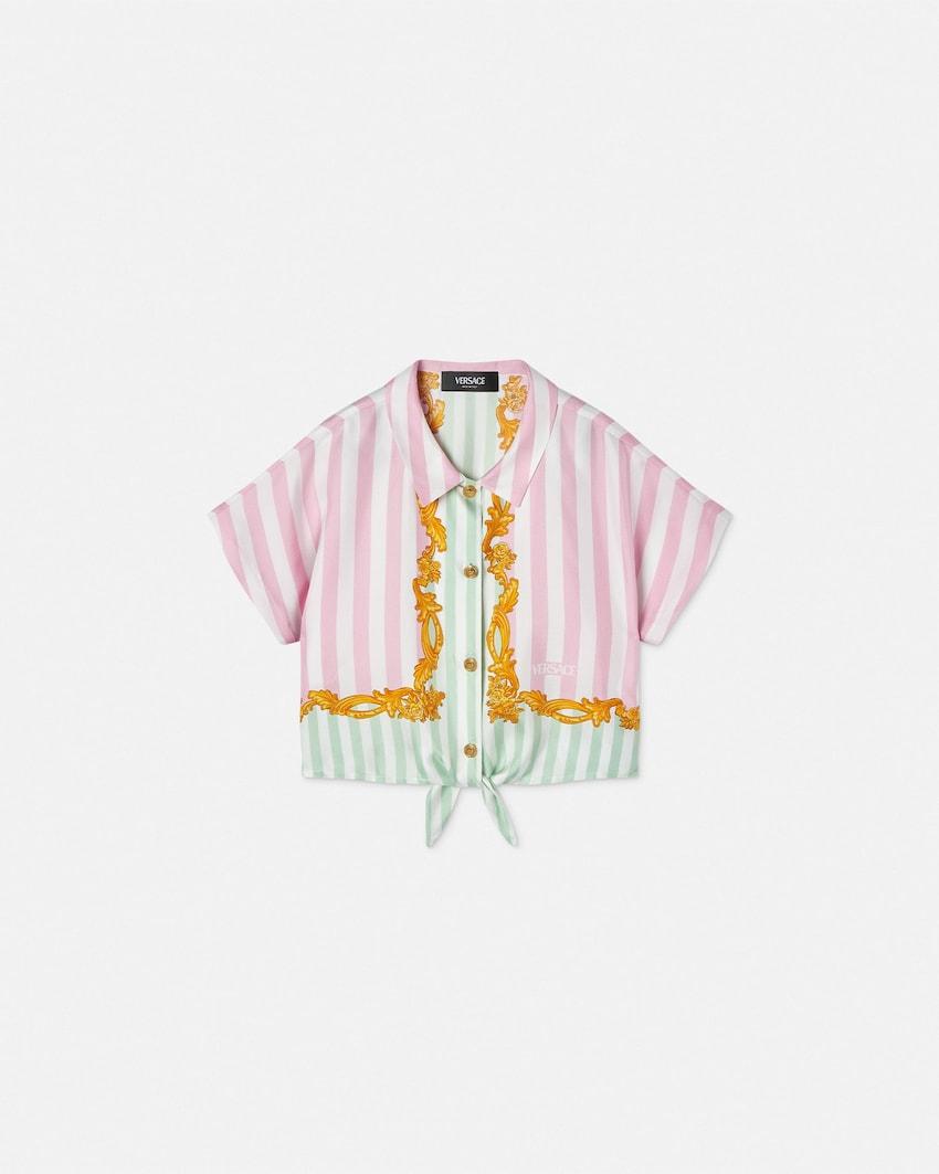 barocco pinstripe silk kids shirt by VERSACE