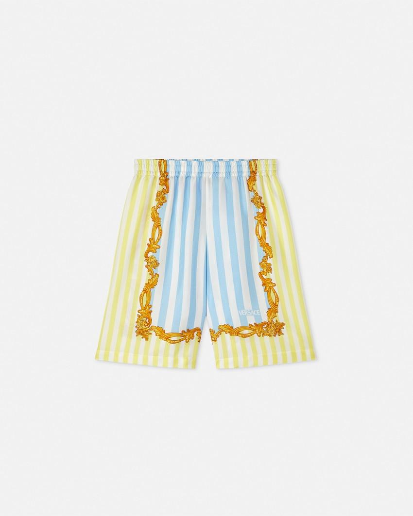 barocco pinstripe silk kids shorts by VERSACE