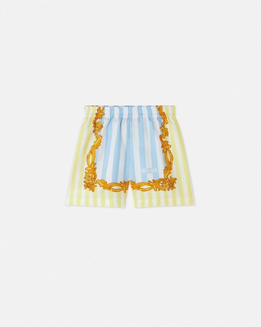 barocco pinstripe silk kids shorts by VERSACE