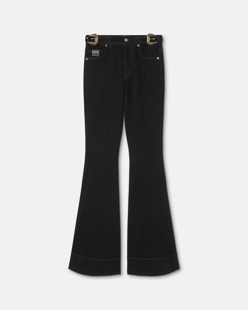 baroque buckle flared jeans by VERSACE