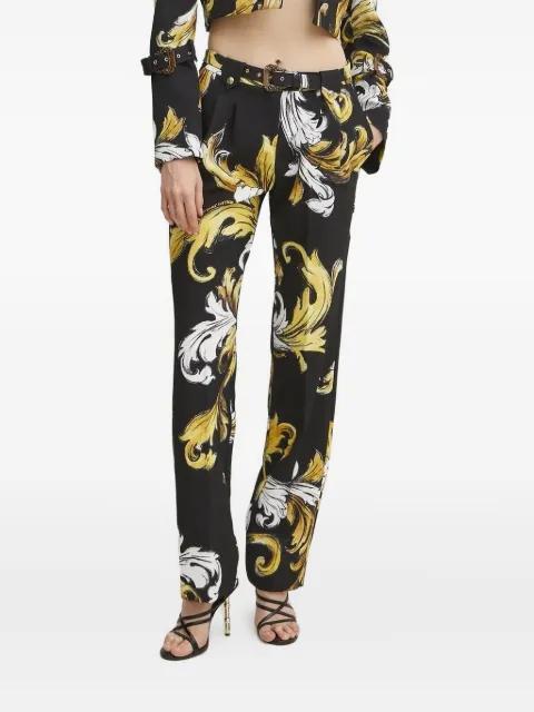 baroque-print belted trousers by VERSACE