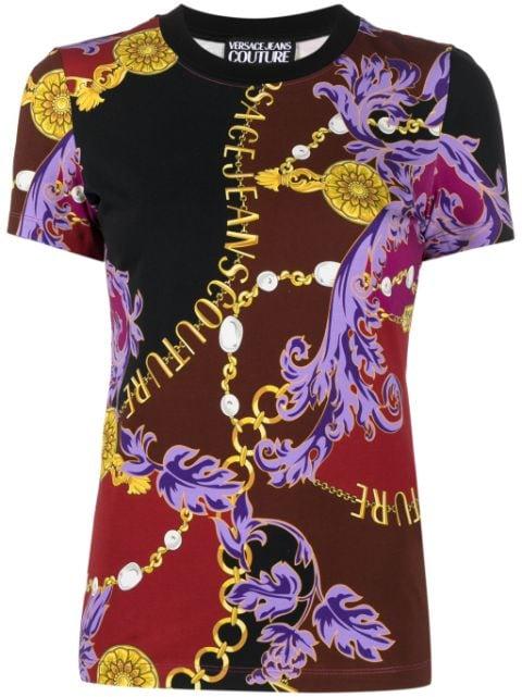 baroque-print cotton T-shirt by VERSACE