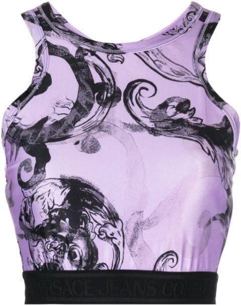 baroque-print cropped racerback top by VERSACE