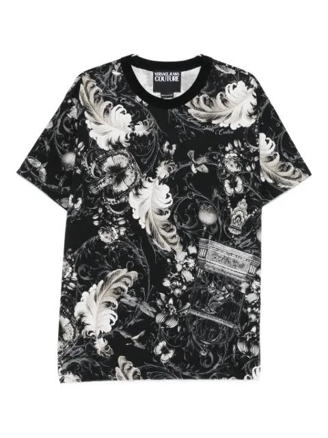 baroque-print feather T-shirt by VERSACE