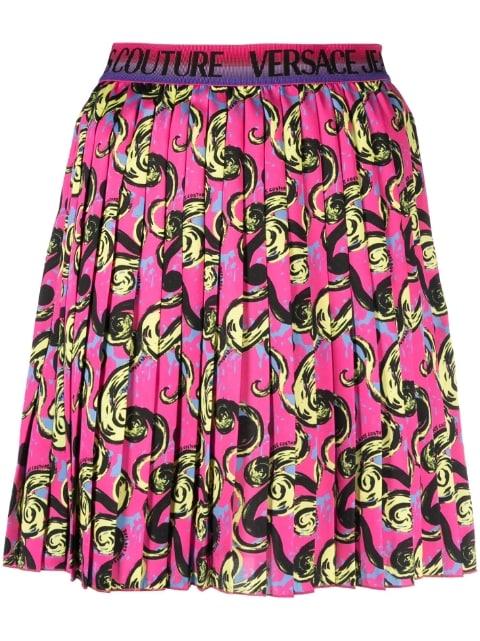 baroque-print pleated miniskirt by VERSACE
