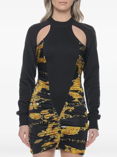 baroque-print ruched dress by VERSACE