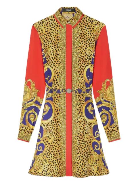 baroque-print silk shirt dress by VERSACE