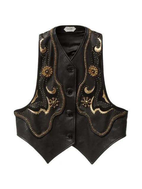 beaded embellished leather waistcoat by VERSACE